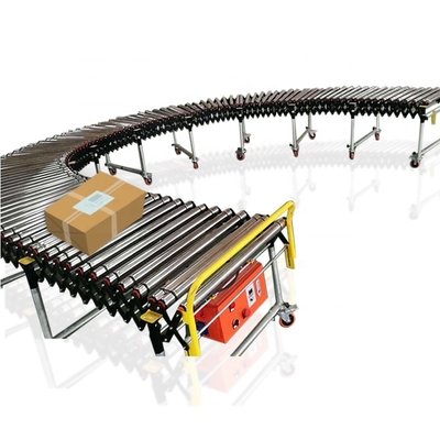 High efficiency conveyor belt heat resistant infeed and outfeed flexible telescopic motorized roller conveyor